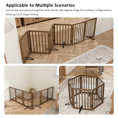 Dog Gate for Stairs (Black Walnut / 6 Panel - 110 inches Wide)