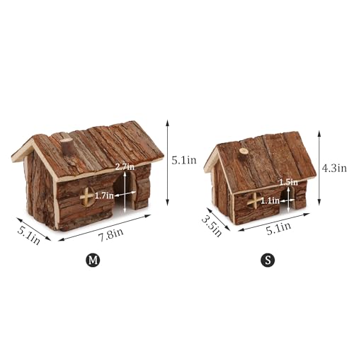 Natural Wooden Hamster House Small Animals House with Chimney (S)