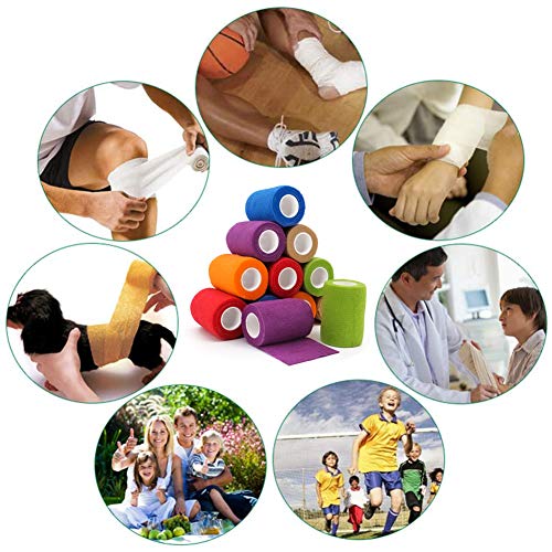 12 Rolls Elastic Self Adhesive Bandage Wrap 3 Inch (3 Inch-12 Count Color)