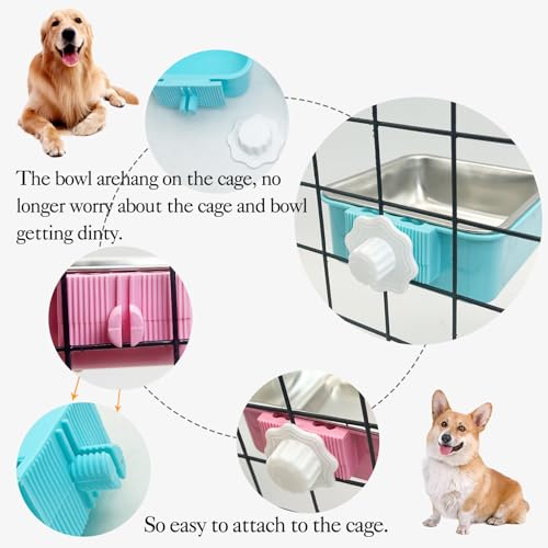 Crate Dog Bowl (3 PCS / Small Square (Blue, Green, Pink))