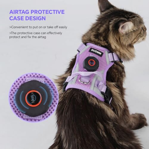 Cat Harness and Leash Set with AirTag Holder (Purple (Holder for Airtag) / L)