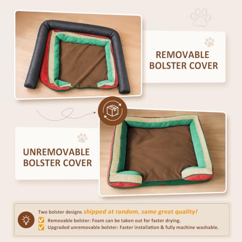 Orthopedic Dog Bed for Extra Large Dogs with Bolster (42.0"L x 30.0"W x 8.5"Th / Watermelon Mist)