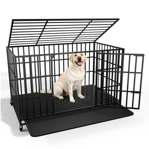 48 Inch Heavy Duty Dog Crate for Large Dogs (47.2"L x 28.4"W x 30.1"H / Black)