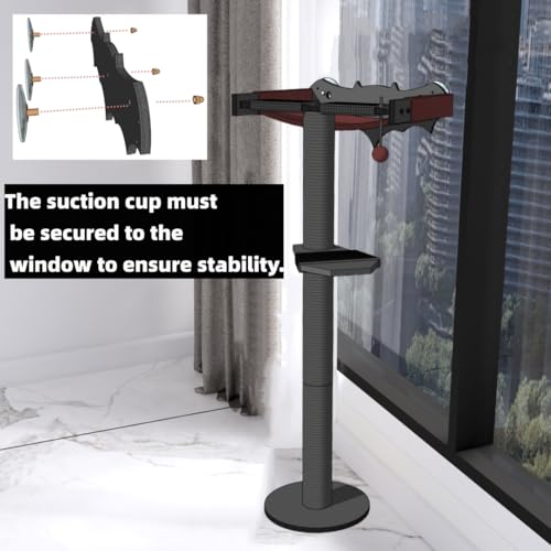 Cat Window Perch with Scratching Post Strong Supported (Black / Large 2)