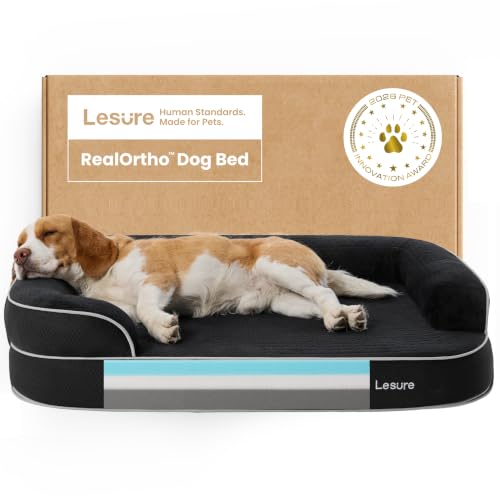 RealOrtho™ 3 Layer Orthopedic Dog Beds Large Sized Dog (Black / 35"L x 25"W x 7"Th)
