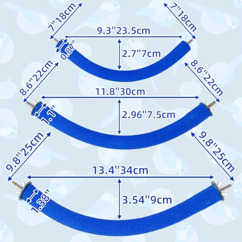 90 Degree Parrot Perch for Cage Corner (Large / Blue-corner-90)