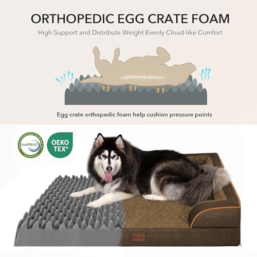 Waterproof Orthopedic Dog Bed for Medium Dogs (Brown / 35.0"L x 22.0"W x 7.0"Th)