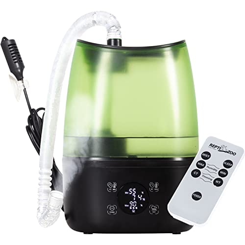Reptile Automatic Fogger 2 IN 1 Digital Timing & Hygrostat Humidifier Remote Control 4L Large Tank Reptile Terrarium Fogger with Extended Hose for Bearded Dragon (Green)