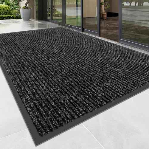 Front Door Mat (3' x 4' (Rectangular) / Black Striped)