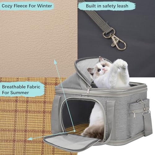 Airline Approved Pet Carrier Soft (Grey / 16.2" L x 11.4" W x 13" H)