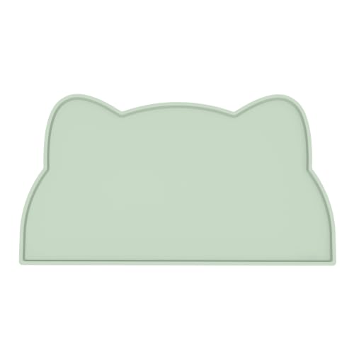 Cat Food Mat Silicone Non Slip Dog Bowl Mat Waterproof Cat Feeding Mat Stop Food Spills and Water Messes Out to Floor Pet Food Mat (Eucalyptus Green / 20" x 12")