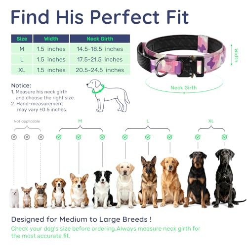 Premium Tactical Dog Collar (Pink Camo / L: Fits Neck 17.5"-21.5")