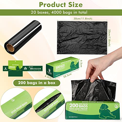 20 Rolls 4000 Ct Dog Poop Bags Leak Proof (1 Count (Pack of 20) / Black)