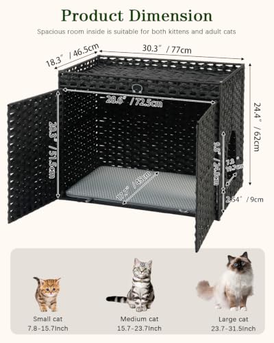 Cat Litter Box Enclosure Furniture (Black)