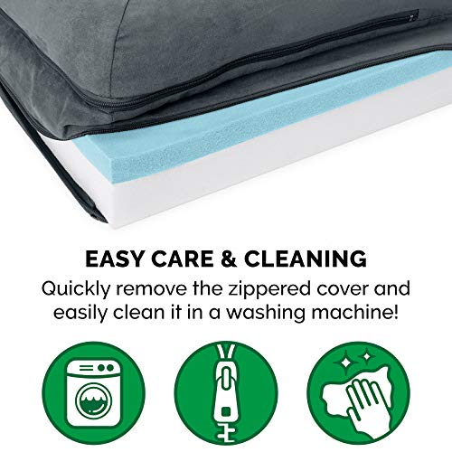 Cooling Gel Dog Bed for Medium (Medium / (Two-Tone Faux Fur & Suede) Stone Gray)