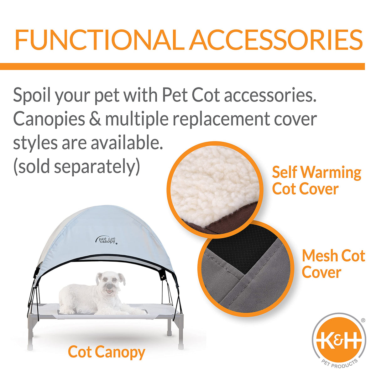 K&H Outdoor Elevated Dog Bed for Medium & Large Pets (Gray/Black Mesh / Large 42"L x 30"W)