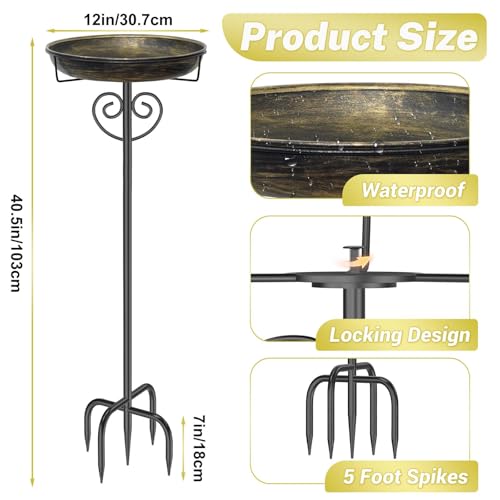 Bird Bath for Outside (Vintage Gold)