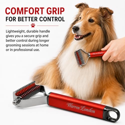 10-in-1 Dog Spray & Rake Brush Combo | Detangles, Softens & Reduces Shedding | 16oz After Bath Spray + Dematting Rake