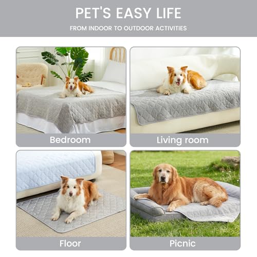 Deluxe Leakproof Cooling Blanket for Small Dogs Q (Heather Silver Grey / 25*35)