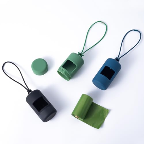 3Pack Dog Poop Bag Holder for Leash Lightweight Pet Waste Bag Dispenser with Leash Attachment Portable Plastic Doggie Poop Bag Dispensers (3 Count (Pack of 1))