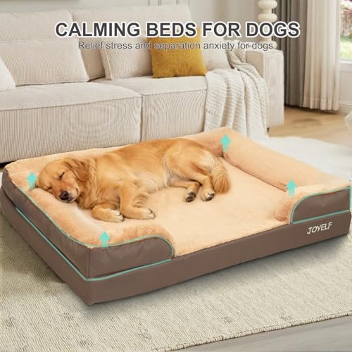 Orthopedic Dog Bed for Large Dogs Waterproof Washable Cover 43" X 32" Coffee (X-Large - 43''x32''x8'' / Sofa Style-Coffee)