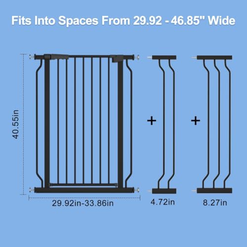 40.55" Extra Tall Baby Dog Pet Gate 29.92 (Black / 29.92-46.85"/76-119cm)
