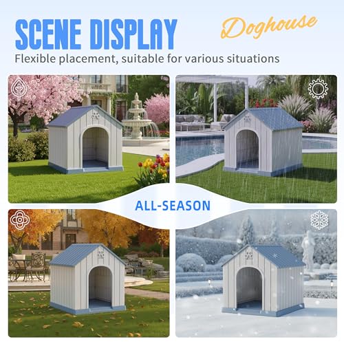 Large Dog House Indoor Outdoor (Blue / Large Dog:38 Inch)