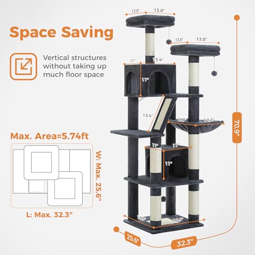 Large Cat Tower (XL-70" / Dark Gray)