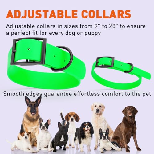 Biothane Waterproof Dog Collar Strong Coated Nylon Webbing with Black Hardware Odor (W1" x L22"-25" / Tropical Green)