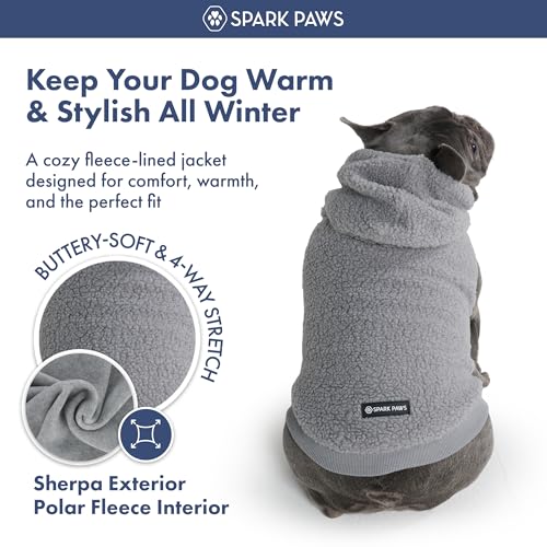 Sherpa Fleece Dog Jacket (Silver Grey / Large)