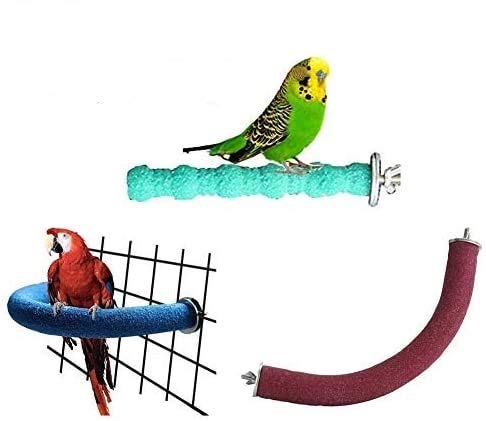 3 PCS Bird Perch Stand Toys Set Wooden Parrot Stand Platform Grinding Paw Trim Beak Nail Stick Cage Accessories Exercise Toys for Small and Medium Birds Parakeet Budgie Cockatiel Cockatoo