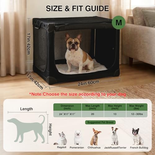 24 x 17 x 17 Inch Collapsible Soft Dog Crate for Dogs Up to 30 lbs (24.0"L x 17.0"W x 17.0"H / Black)