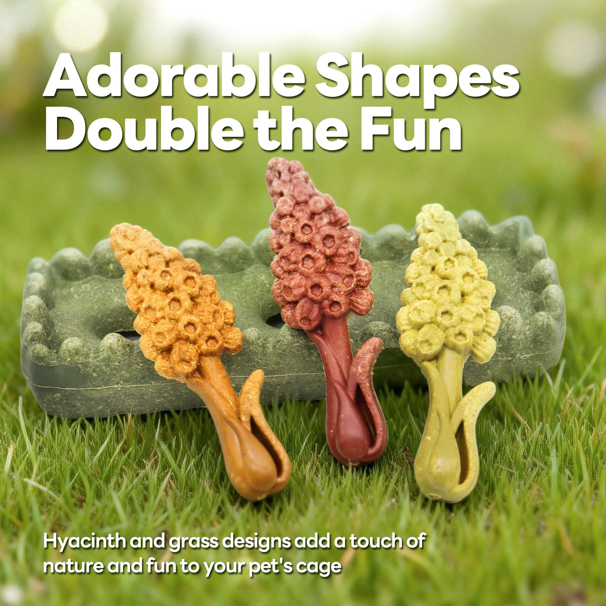 4PCS Guinea Pig Chew Toys (4PCS-Grass Patch & Hyacinth)