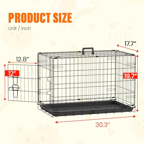 Dog Crate for Medium Dogs 30 Inch Folding Kennel Metal Pet Cage Black (Black / 30.0"L x 17.0"W x 19.0"H)