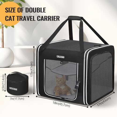 Combinable Pet Car Travel Carrier for a Large Cat (18.0"L x 17.0"W x 17.0"H / Black-1)