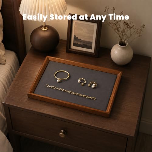 Wood Jewelry Tray (Gray / 11.8" x 9.1" x 0.7")