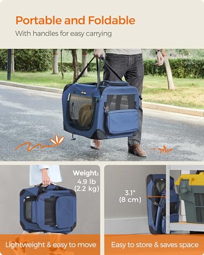 Collapsible Soft Dog Crate (M（24.0"L x 16.5"W x 16.5"H） / Dark Blue)