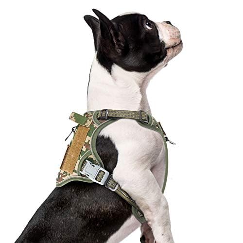 Tactical Dog Harness for Small Dogs No Pull (Forest Camo / XS(Neck:10-12", Chest:12-21"))