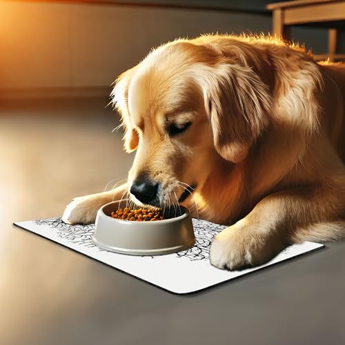 Nature Pet Mat for Food and Water (Black Print)