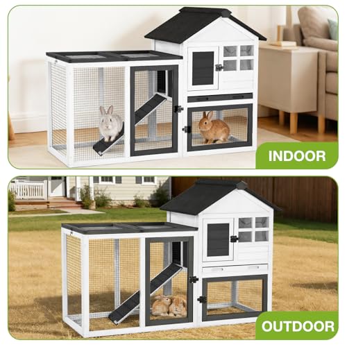 Rabbit Hutch Indoor or Outdoor (White / 48.0"L x 48.0"W x 24.0"H)