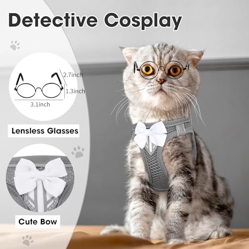 Cat Vest Harness and Leash Set (Grey / XS)