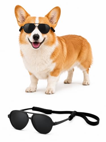 G029 Dog Pet Cat Aviator Pilot Sunglasses for Small to Medium Breed 12 (Medium, 12-25 lbs, Black)