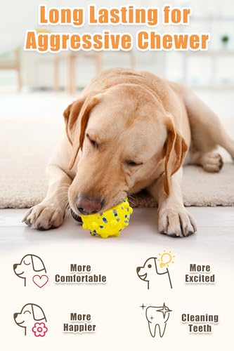 1.96'' Dog Balls for Dogs Aggressive Chewers Indestructible Tennis Durable Bouncy Interactive Dog Toy Balls for Fetch Game Floating Training (Yellow-Small)