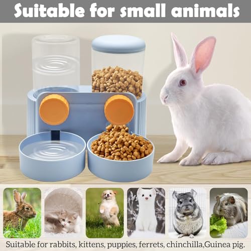 Automatic Rabbit Food and Water Dispenser for Cage (Blue)