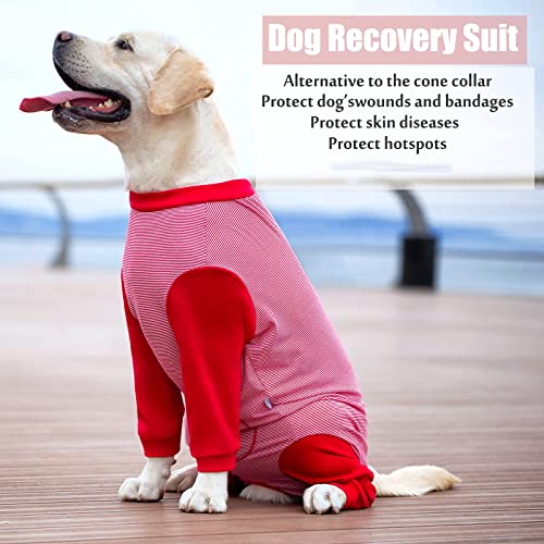 Dog Onesie Surgery Recovery Suit for Large Medium Bodysuit Dogs Pajamas PJS Full Body for Shedding (7X-Large (Pack of 1) / Red)