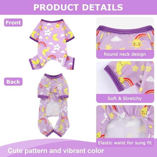 Dog Pajamas Pjs Spring Summer Dog Clothes for Small Dogs Girl (Star Purple / X-Small（1-2 lb))