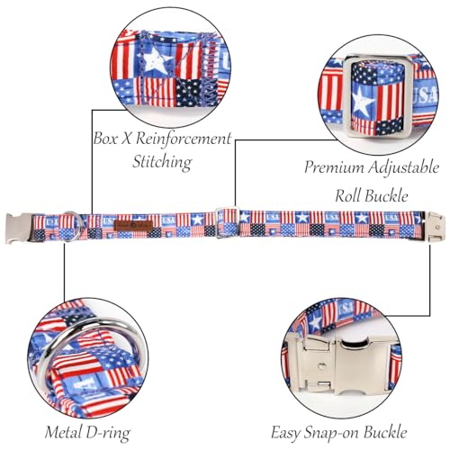 4th of July Dog Collar with Bowtie (Flag USA / Small (Pack of 1))