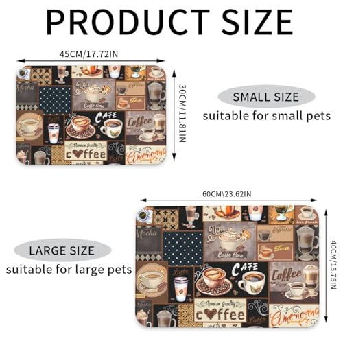 Boho Coffee Dog Food Mat Waterproof Pet Cat Placemat (Boho Coffee / 30x45cm)
