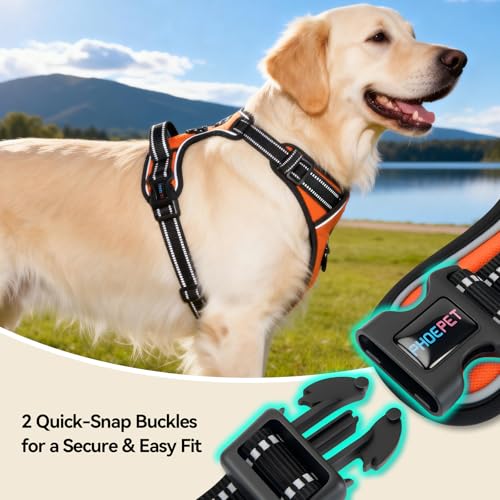 No Pull Dog Harness Medium Reflective Front Clip Puppy Vest (Medium / Orange)