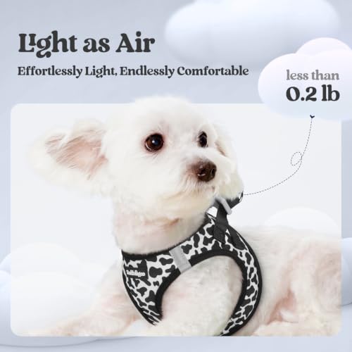 Dog Harness Medium Sized and Leash Set (Black White Cow / M (chest: 16 - 18.5"))